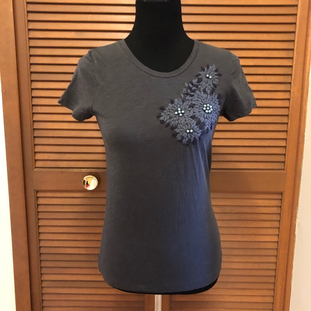 J. Crew gray short sleeve embellished T-shirt XS